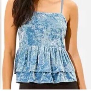 American Eagle Outfitters Blue Crushed Velvet Top